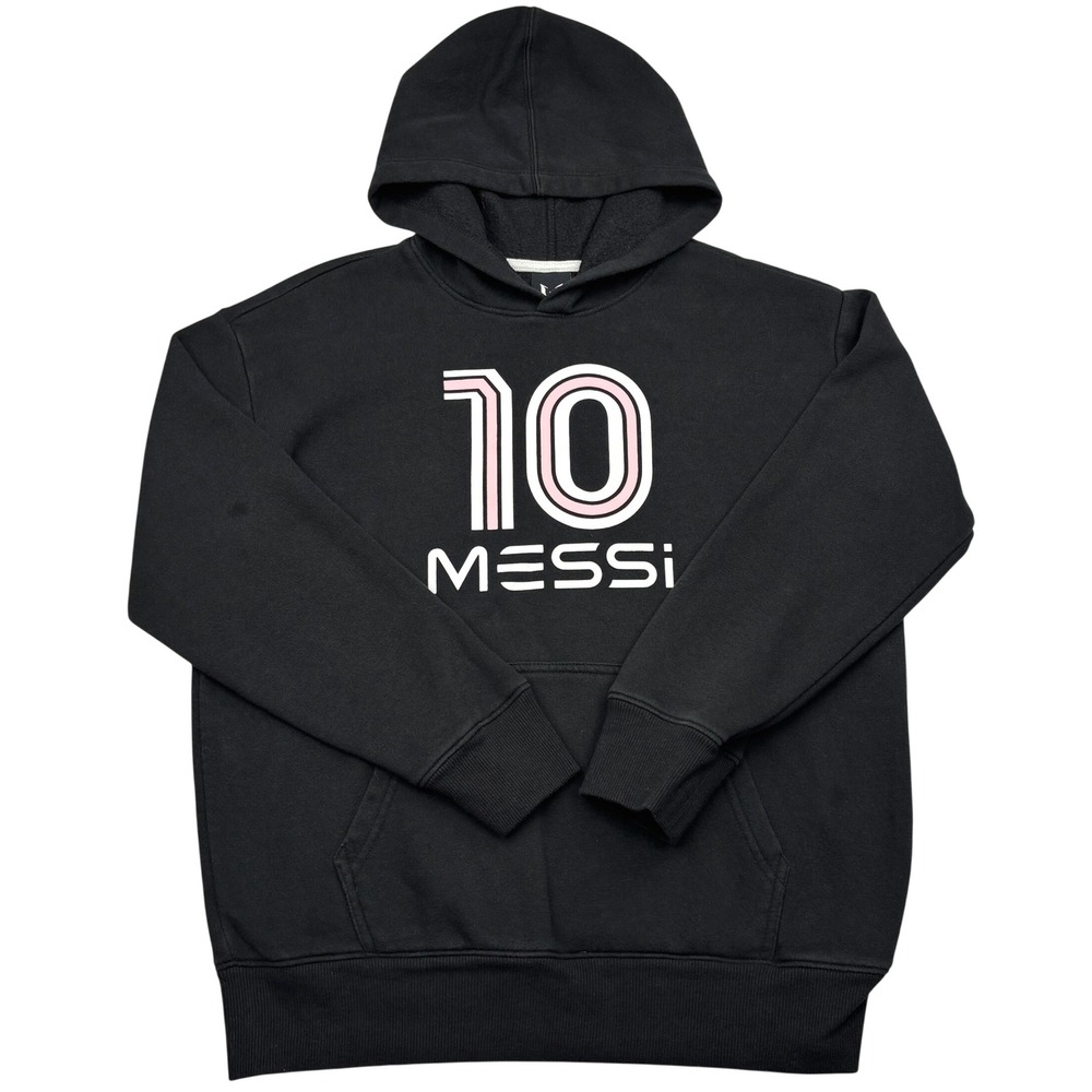 Messi Collection Hoodie Kids XL 14-16 Black Pink 10 Soccer Fleece Sweatshirt